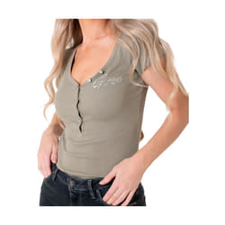 T shirt - Guess - Femme - EST 1989 - Kaki - Coton