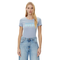 T-shirt col rond logo dégradé à paillettes femme Guess