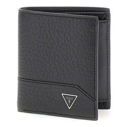 GUESS Porte-monnaie noir en cuir pour homme - Torino Bifold Wallet S 305358
