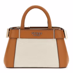 GUESS Sac à épaule bandoulière marron crème pour femme - Andela Mini Satchel Bag Natural / Cognac 302615