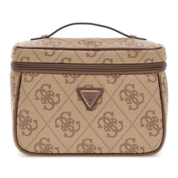 GUESS Trousse de maquillage brun clair marron pour femme - Toiletry Train Case Latte Logo / Brown 308902