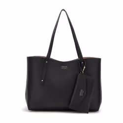 Sac shopper - GUESS - Brenton Tote - Noir - 100% polyuréthane - Compartiment A4