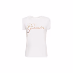 Tee shirt stretch à logo strassé - Guess jeans - Femme