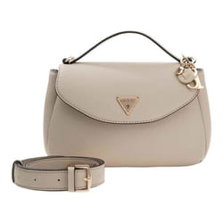 GUESS Sac à épaule bandoulière crème pour femme - Evie Top Handle Flap Bag Light Taupe 334054