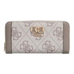 GUESS Porte-monnaie taupe beige pour femme - Karnilla Logo Large Zip Around Wallet L Dark Taupe Logo 334152