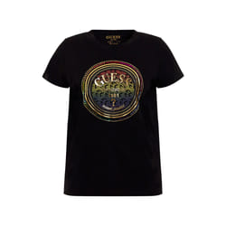 TShirt à logo strassé et print doré  -  Guess jeans - Femme