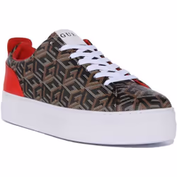 Guess Giaa Baskets à lacets G cube imprimé logo pour femmes en noir (Noir 39)