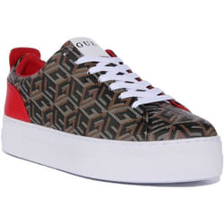 Guess Giaa Baskets à lacets G cube imprimé logo pour femmes en noir (Noir 39)