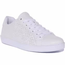 Guess Rosalia Baskets en simili-cuir 4G perforé avec logo imprimé pour femmes en blanc (Blanc 41)