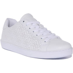 Guess Rosalia Baskets en simili-cuir 4G perforé avec logo imprimé pour femmes en blanc (Blanc 41)
