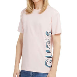 T shirt Guess Homme Original logo Rose Coton