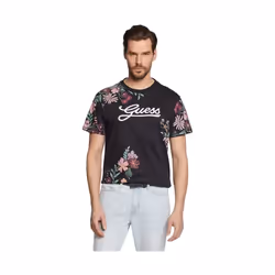T shirt Guess Homme Flower Noir Coton