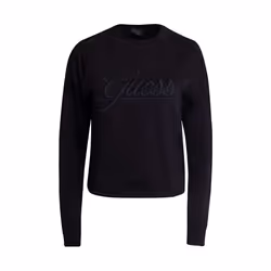 Sweatshirt col rond script femme Guess Logo