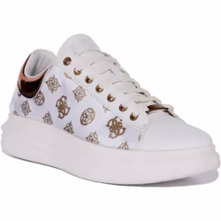 Guess Vibo Baskets à lacets en synthétique 4G à logo imprimé pour femmes en blanc bronze (Blanc Bronze 38)