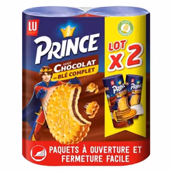 Prince De Lu - 2 Paquets de Biscuits Enrobés de Chocolat au Lait - Au Blé Complet - (2x300g)