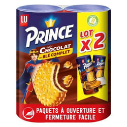 Prince De Lu - 2 Paquets de Biscuits Enrobés de Chocolat au Lait - Au Blé Complet - (2x300g)