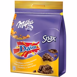 Milka Snax Daim 145g, 145 g, Chocolat au lait, 510 kcal, 2135 kJ, 26,5 g, 15 g
