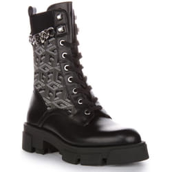 Guess Madiera Bottines à lacets G Cube avec logo en simili-cuir pour femmes en noir (Noir 39)
