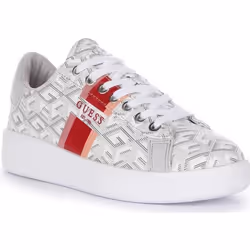 Guess Reyhana Baskets à lacets G Cube Logo imprimé en simili-cuir pour femmes en pierre (Pierre 40)