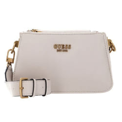 GUESS Sac à épaule beige pour femme - Arja Double Zip Crossbody Bag Stone 245420