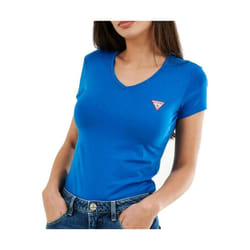 Tee shirt stretch iconique petit logo  -  Guess jeans - Femme