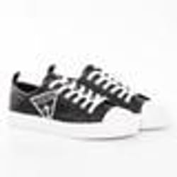 Basket Guess Femme Original triangle logo b&w Noir cuir