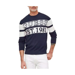 Pull - Guess - Homme - logo est 1981 - Bleu - Coton