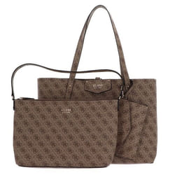 Sac shopper - GUESS - Eco Brenton Tote - Marron clair - 42x28 cm - Avec sac à épaule et dustensiles