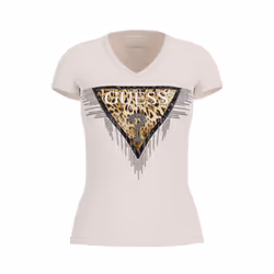 Tshirt MC col v coton stretch  -  Guess jeans - Femme