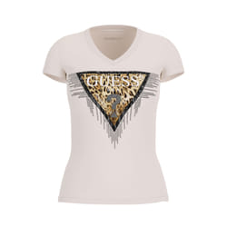Tshirt MC col v coton stretch  -  Guess jeans - Femme