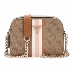 GUESS Sac à épaule bandoulière brun clair beige pour femme - Noelle Crossbody Camera Bag Latte Logo 288191