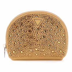 Pochette - GUESS - Dome Pouch S - Beige - Doré - Pierre décorative