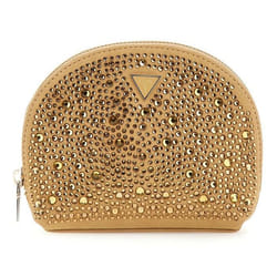 Pochette - GUESS - Dome Pouch S - Beige - Doré - Pierre décorative