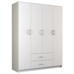 Roma - Grande armoire de chambre 4 portes - 160x52x205 cm - 2 tiroirs - Armoire avec penderie