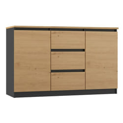 Milena - Commode 2 portes + 3 tiroirs - Dimensions : 75x120x40 - Meuble de rangement - Buffet