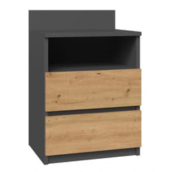 Topeshop - aster T1 - Table de chevet avec 2 tiroirs - 59x40x32 cm - Table de nuit - Style scandinave