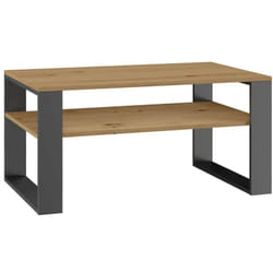 Asisa - Table basse rectangulaire style loft - Dimensions 90x58x50 cm - Table basse avec étagère