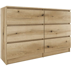 Milan Commode contemporaine 6 tiroirs chambre/salon/bureau 30x120x77 cm Style scandinave Meuble de rangementent