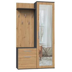 Sheila - Vestiaire d'entrée avec miroir - Armoire + porte-manteau - Rangements chaussures
