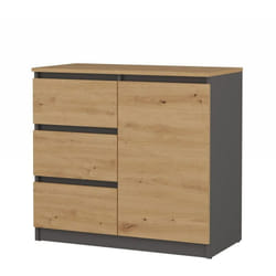 Dunja - Buffet 1 porte 3 tiroirs - Dimensions 80x40x75 cm - Rangement séjour - Style moderne