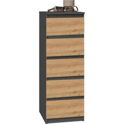 Venice - Commode haute 5 tiroirs chambre bureau - 45x40x111 - Meuble de rangement