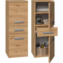 Topeshop - nina - Meuble salle de bain 2 portes + 1 tiroir - 30x30x85cm - Colonne basse rangement sdb