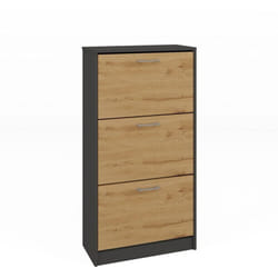 Fano - Meuble à chaussures style moderne - 116x60x28 cm - Rangement chaussures 3 portes 6 niches - Meuble d'éntrée