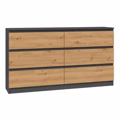 Description générale La commode Aster à six tiroirs apporte une touche de modernité et d'harmonie à votre chambre. Avec ses l ...