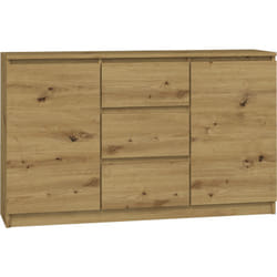 Cazar Commode moderne 2 portes + 3 tiroirs chambre/salon/bureau Dimensions : 75x120x40 Design minimaliste Meuble fonctionnel