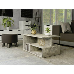 Sienne - Table basse - Style industriel - Imitation béton -90x51x43 cm - Table à café