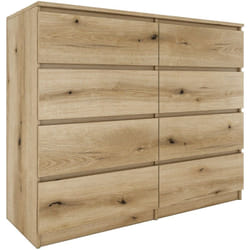Milan Commode moderne grande 8 tiroirs chambre salon Dimensions 97x120x40 Design minimaliste Meuble de rangement