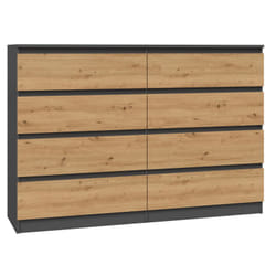 Milan - Commode de chambre 8 tiroirs - 138x97x40cm - Meuble de rangement - Style moderne