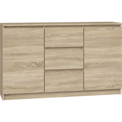 Cazar Commode moderne 2 portes + 3 tiroirs chambre/salon/bureau Dimensions : 75x120x40 Design minimaliste Meuble fonctionnel