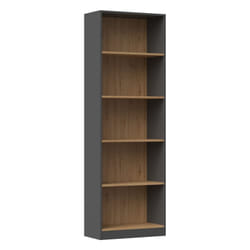 Florence - Bibliothèque 5 étagères - Dimensions 182x60x30 cm - Meuble de rangement livres Gris anthracite&Chêne